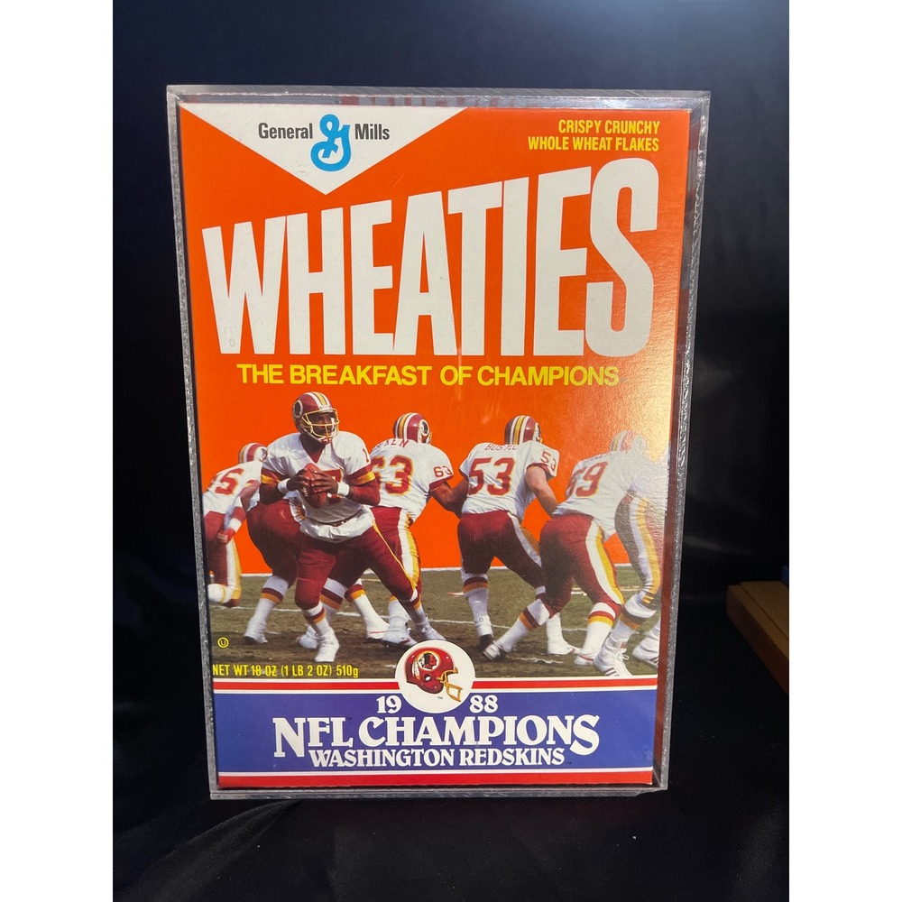 Vintage 1988 Wheaties‎ NFL Champions Washington Redskins Cereal Box Collectible